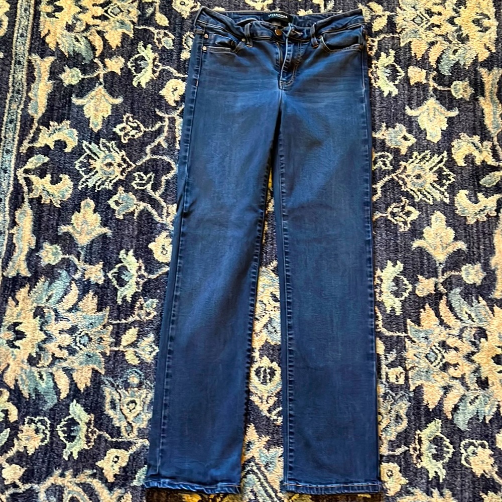 Liverpool Jeans Co. stretch straight leg Jean.  Size 8. Dark blue